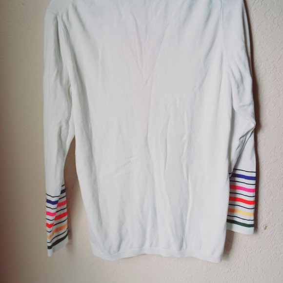 Tommy Hilfiger pull-over sweater. White with various colors and design. Women's - Picture 5 of 7